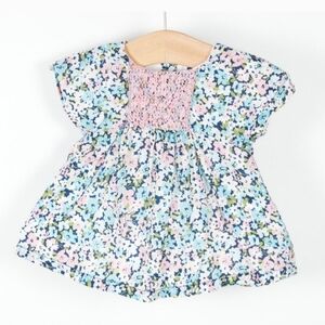 Janie and Jack 2-Piece Floral Smocked Dress & Bloomers Set Blue Pink Size 3-6m